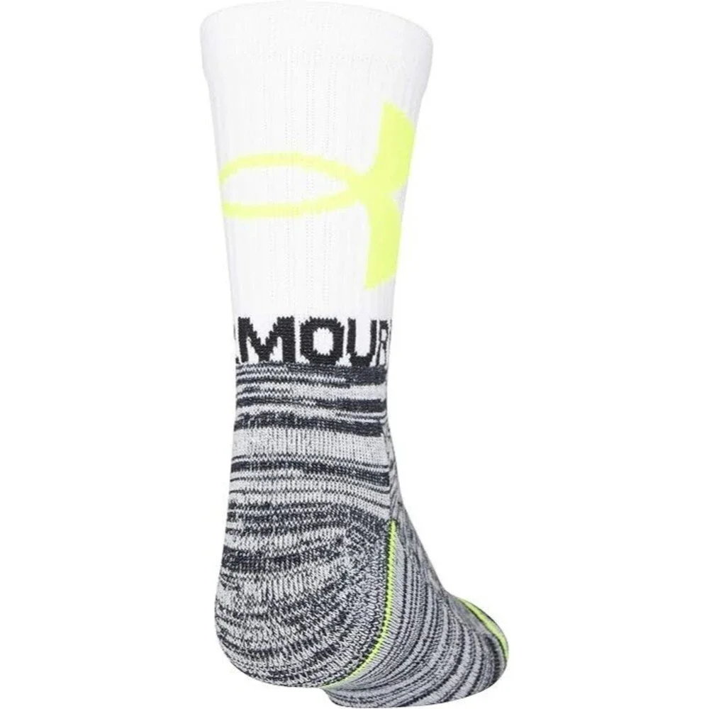 Under Armour UA Phenom Cushioned Crew Socks Youth 4Y - 8Y 3 Pack Yellow Boys New